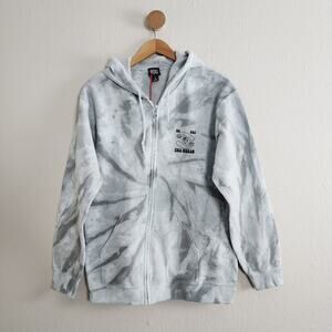 NEW BDG Urban Outfitters We Are The World Light Blue Tie Dye Zip Hooded Jacket